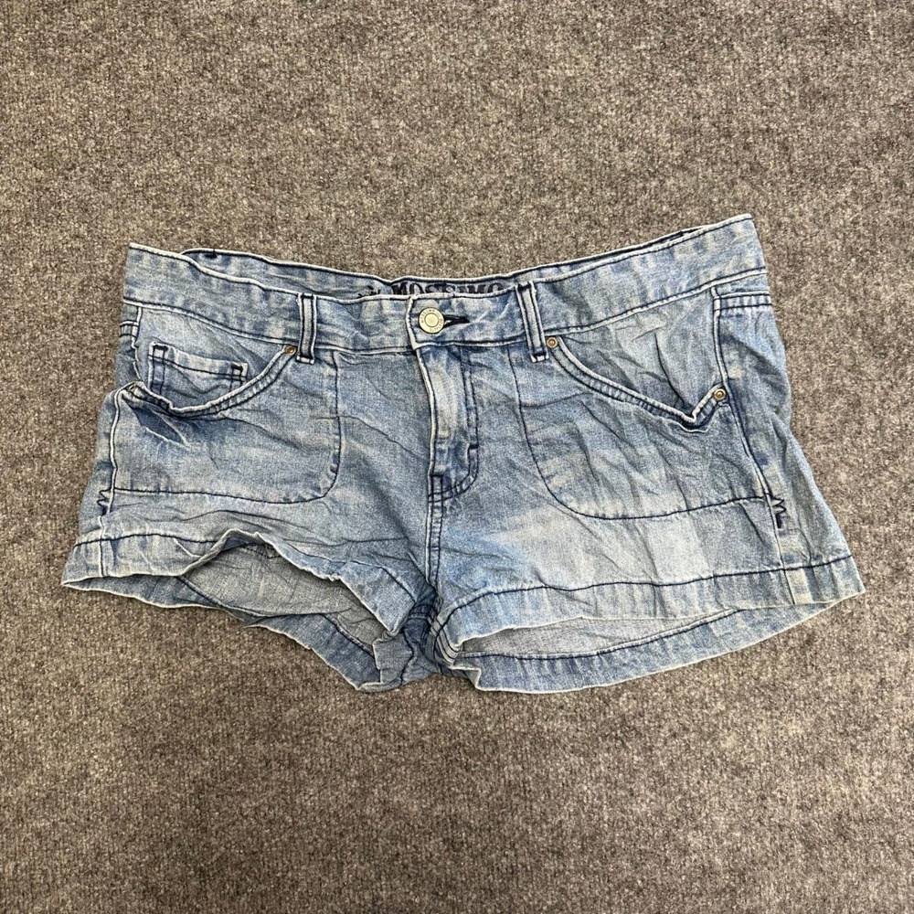 Mossimo Denim Shorts Womens Size 15 Light Wash Low Rise Cotton Casual Y2K Stains